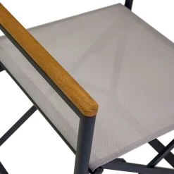 Viadurini in the Garden Metallsessel-Regiestuhl aus Aluminium, Textilene und Teak Armlehne - Tenda