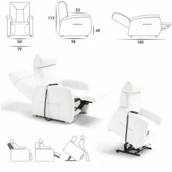 Stile Relax Aufstehsessel Und Massagesessel-Relaxsessel mit Aufstehhilfe und 2 Motoren, made in Italy Design Rosa