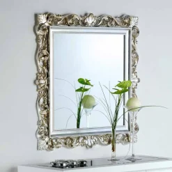 Viadurini Classic Wandspiegel-Repro Wandspiegel Altsilber mit ornamentreichen Spiegelrahmen 98x98 Marsy