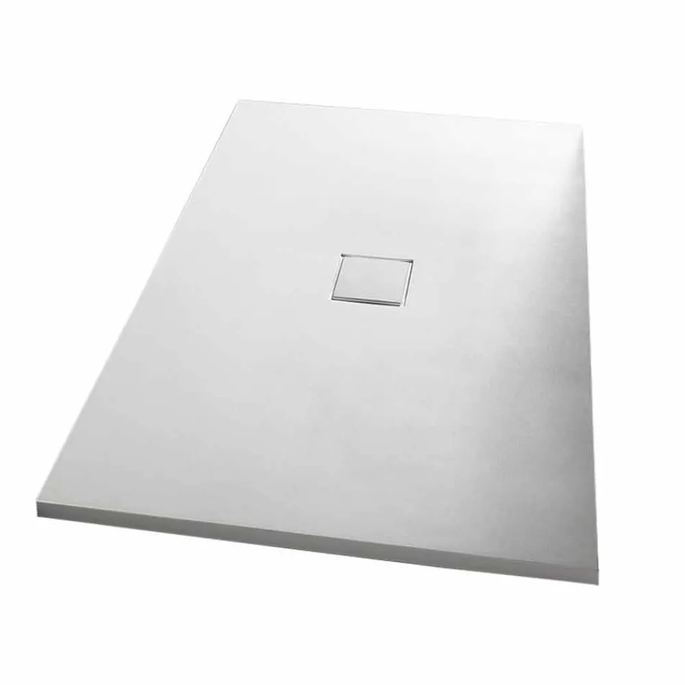 Viadurini Bathroom Rechteckige Duschwannen-Resin Duschwanne 120x80 in Modern White Velvet Effect Finish - Estimo