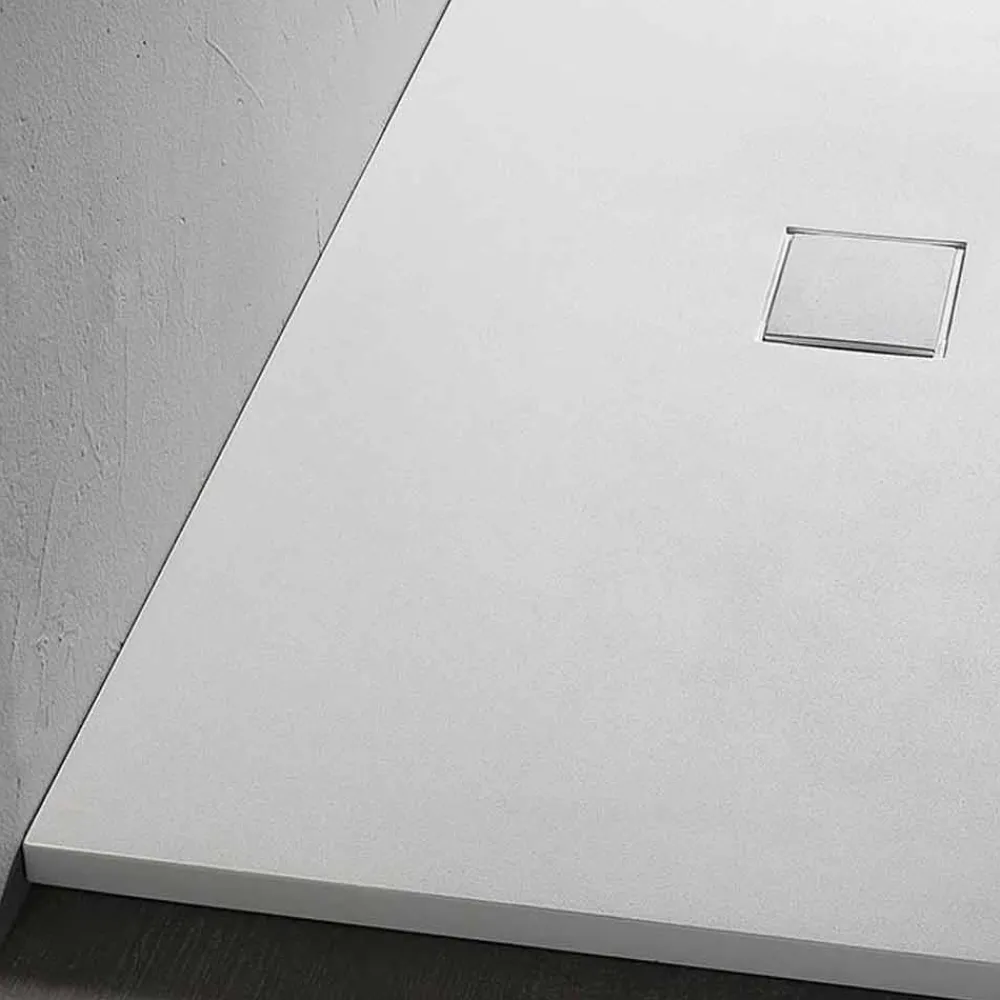 Viadurini Bathroom Rechteckige Duschwannen-Resin Duschwanne 120x80 in Modern White Velvet Effect Finish - Estimo