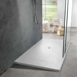Viadurini Bathroom Rechteckige Duschwannen-Resin Duschwanne 140x80 in modernem White Slate Effect Finish - Sommo