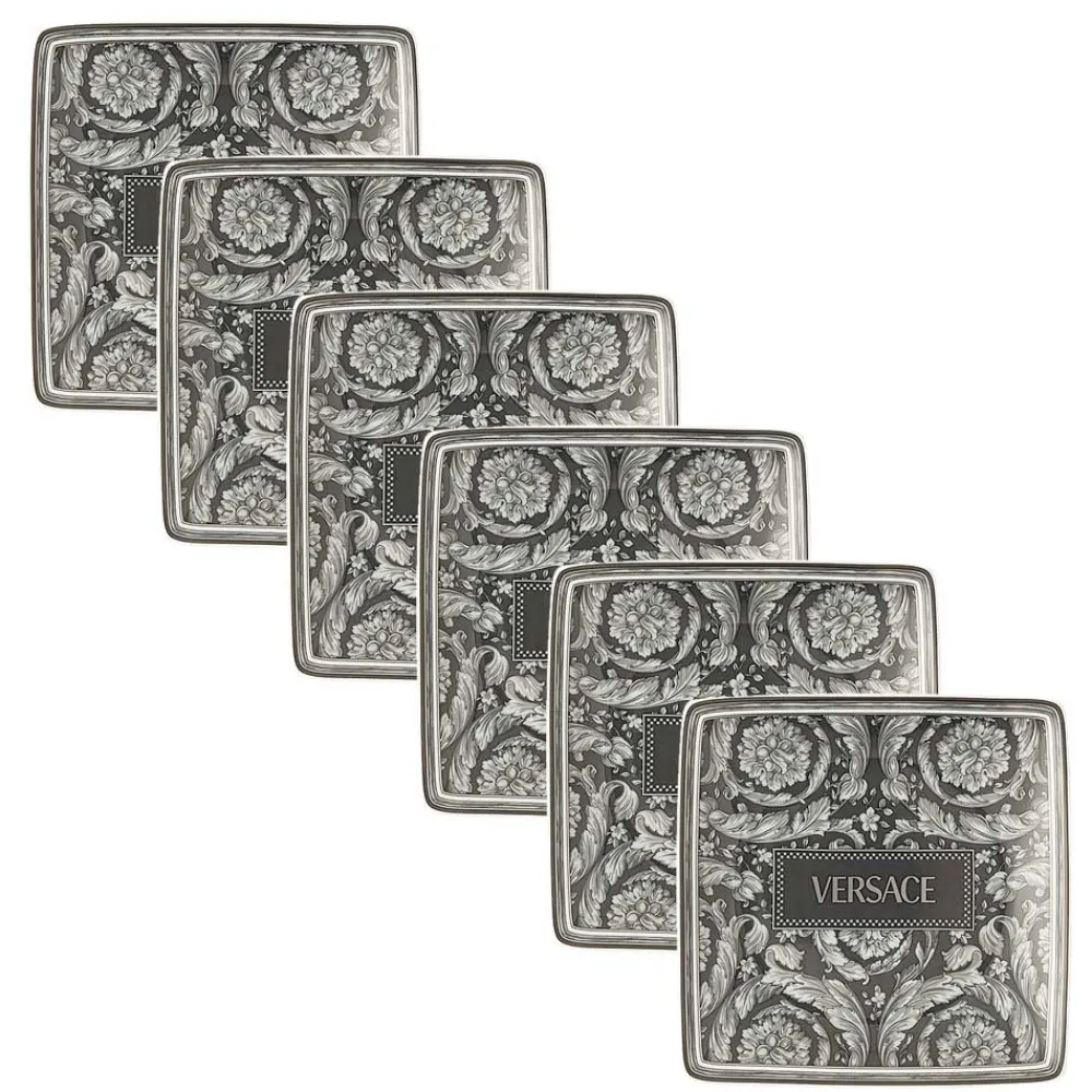 Versace Becher Set Design-Rosenthal 6 flache quadratische Schalen mit -Logo - Barock
