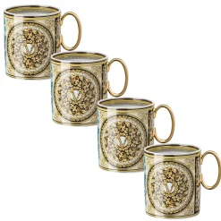 Versace Gläser Set-Rosenthal Barocco Mosaic 4 Gläser mit Porzellanhenkel - Mosaik