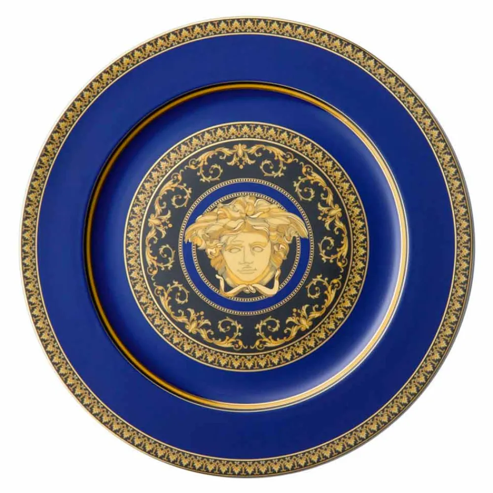 Versace Teller Set-Rosenthal Medusa Blue Plate Platzhalter aus Porzellan Design