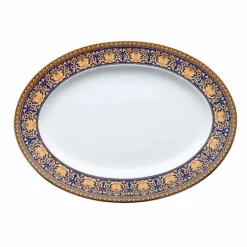 Versace Teller Set-Rosenthal Medusa Blau Ovale Designplatte aus Porzellan