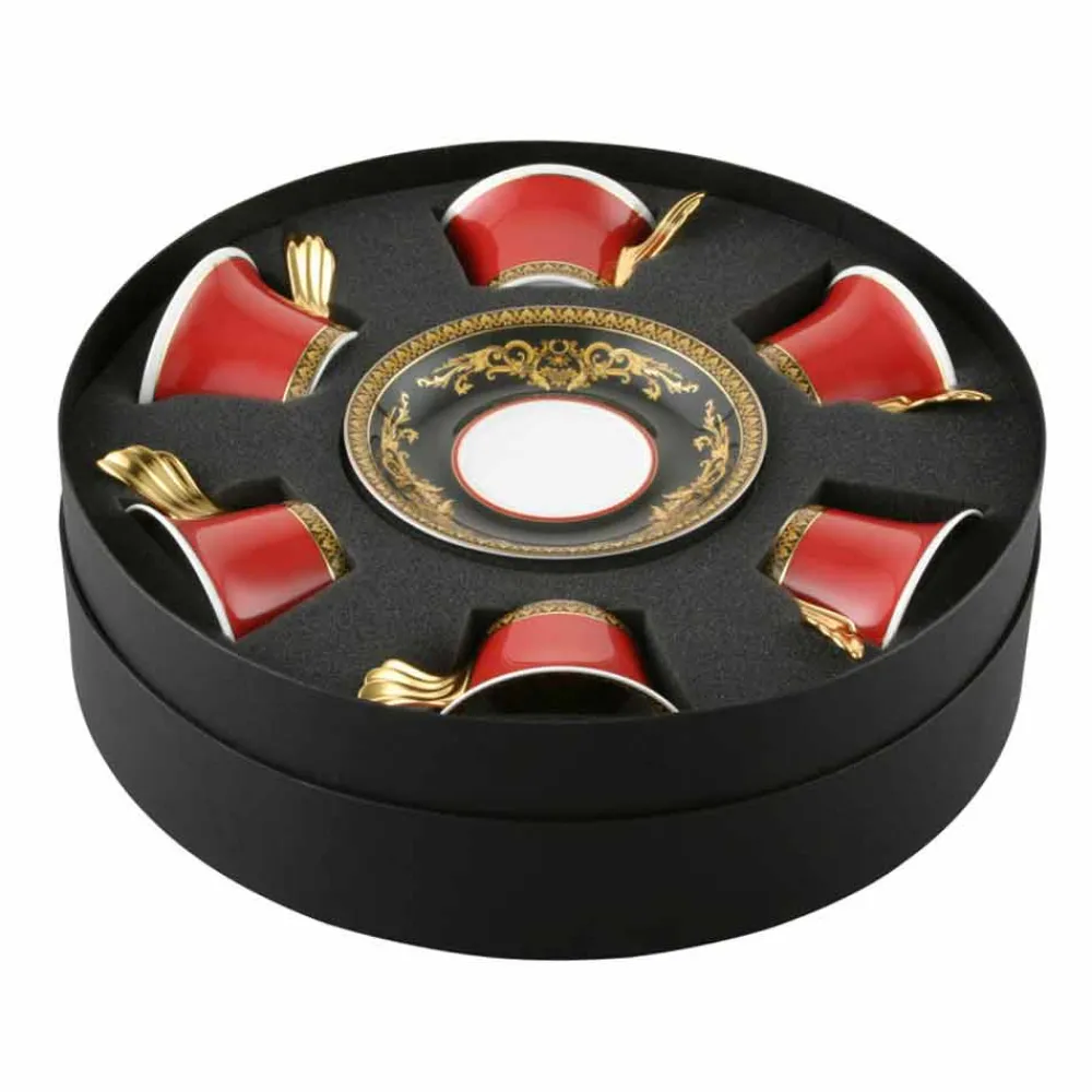 Versace Tee Set Und Kaffee Set-Rosenthal Medusa Rote Teetasse 6 Stück in Porzellan