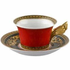 Versace Tee Set Und Kaffee Set-Rosenthal Medusa Rote Teetasse 6 Stück in Porzellan