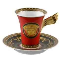 Versace Tee Set Und Kaffee Set-Rosenthal Medusa Rosso Kaffeetasse mit hohem Porzellandesign