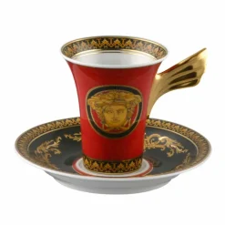 Versace Tee Set Und Kaffee Set-Rosenthal Medusa Red Espressotasse aus Porzellan 6 Stück