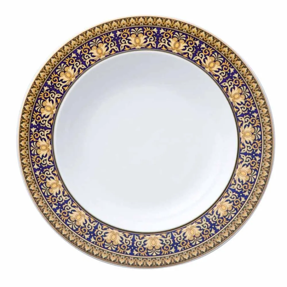 Versace Teller Set-Rosenthal Medusa Blue Teller mit modernem Porzellansockel