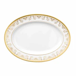 Versace Teller Set-Rosenthal Medusa Gala Gold Ovaler Teller Design 34cm Porzellan