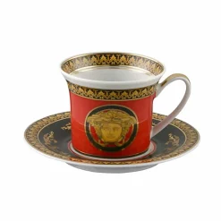 Versace Tee Set Und Kaffee Set-Rosenthal Red Medusa Espressotasse in Porzellandesign