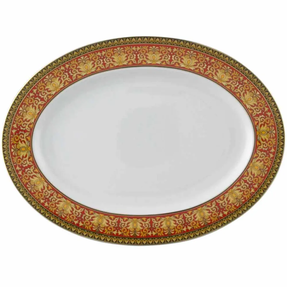 Versace Teller Set-Rosenthal Red Medusa 40cm ovale Schale aus Porzellan