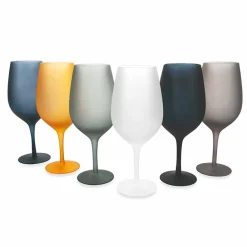 Viadurini Kitchen Weinkelch-Rot- oder Weißweinbecher Set aus farbigem Glas, 12 Stück - Rand