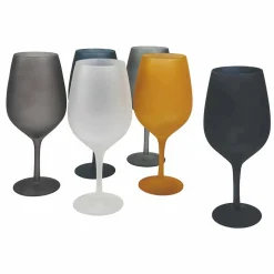 Viadurini Kitchen Weinkelch-Rot- oder Weißweinbecher Set aus farbigem Glas, 12 Stück - Rand