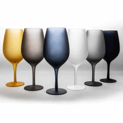 Viadurini Kitchen Weinkelch-Rot- oder Weißweinbecher Set aus farbigem Glas, 12 Stück - Rand