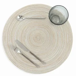 Viadurini Kitchen Amerikanische Tischsets-Runde amerikanische Tischsets aus weißem oder braunem Polyester 12 Stück - Zanette