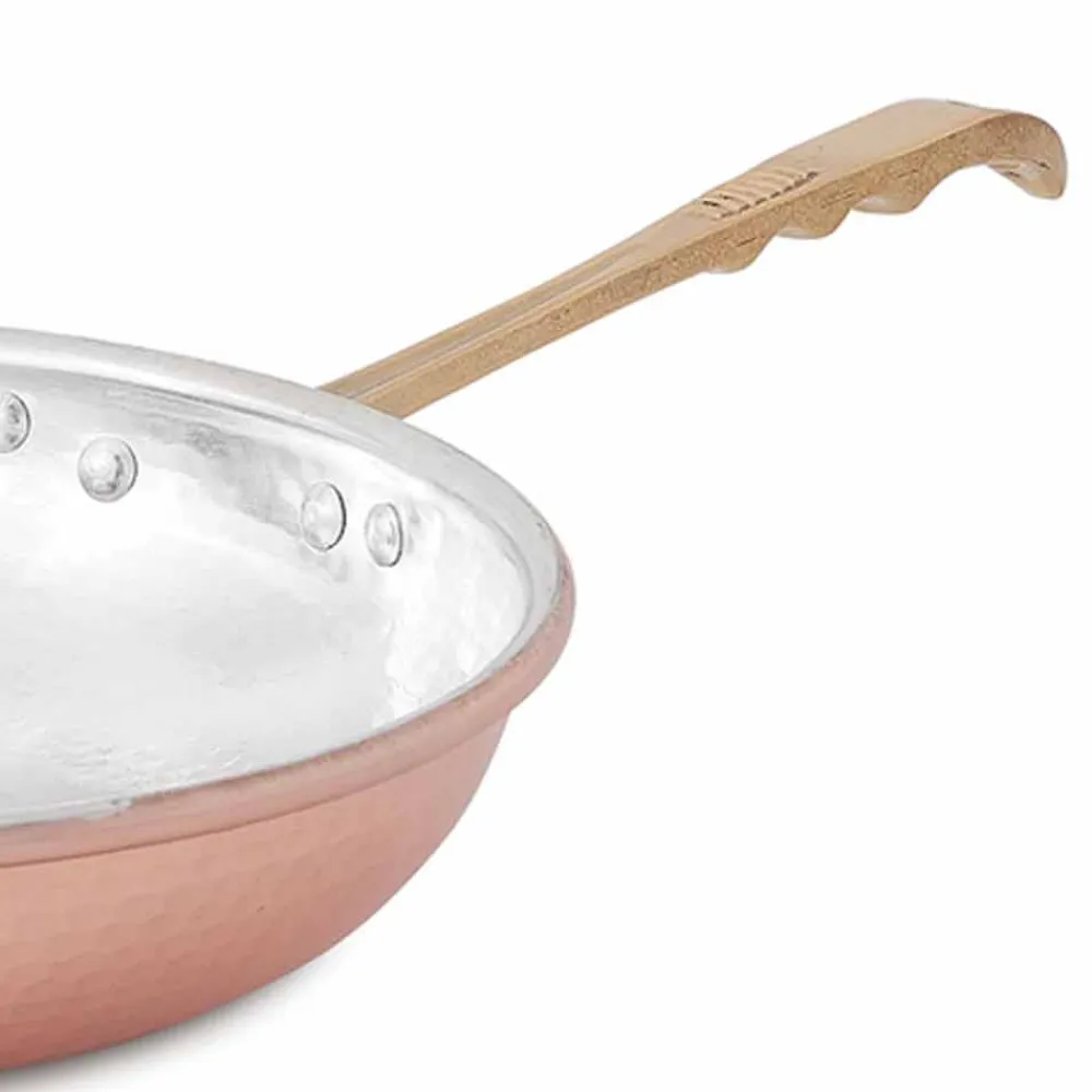 Viadurini Kitchen Kochgeschirr-Runde Bratpfanne aus handverzinntem Kupfer mit Griff und Deckel 28 cm - Gianluigi