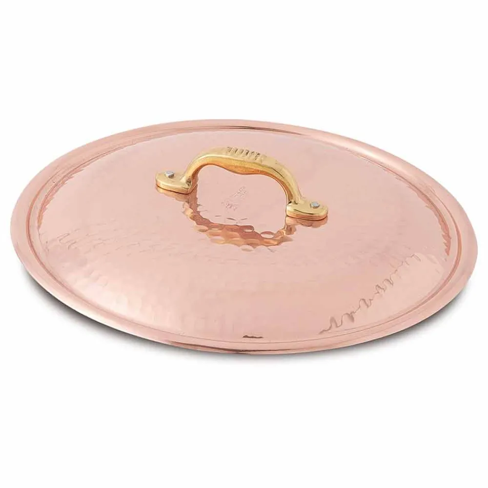 Viadurini Kitchen Kochgeschirr-Runde handverzinnte Kupferpfanne mit 2 Griffen und Deckel 36 cm - Giangiorgio