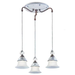 Ferroluce Pendelleuchten Vintage-Runde Hängelampe aus Eisen, Glas, handbemalter Keramik - Ferrara