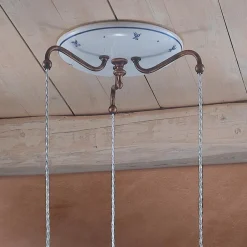 Ferroluce Pendelleuchten Vintage-Runde Hängelampe aus Eisen, Glas, handbemalter Keramik - Ferrara