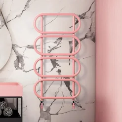 Scirocco H Handtuchheizkörper Wasser-Runde hydraulische Handtuchwärmerleiter aus farbigem Stahl, Made in Italy - Kette