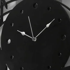 Viadurini Time Design Wanduhren-Runde schwarze Wanduhr des modernen Designs in verziertem Holz - Musik