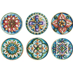 Viadurini Kitchen Teller Set-Runde Teller aus farbigem Kunststoff mit Majolika 12 Stück - Maia