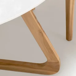 Viadurini in the Garden Gartentische Fest|Gartentische Aus Teakholz-Runder Außentisch aus komplett weißer Keramik Made in Italy - Pegaso