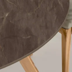 Viadurini in the Garden Gartentische Fest|Gartentische Aus Teakholz-Runder Außentisch aus Pulpis-Braun-Keramik Made in Italy - Pegaso