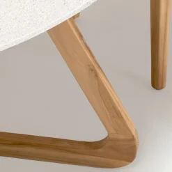 Viadurini in the Garden Gartentische Fest|Gartentische Aus Teakholz-Runder Außentisch aus weißer Terrazzokeramik Made in Italy - Pegaso