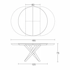 Viadurini Living Runde Tische-Runder ausziehbarer Esstisch mit Holzplatte Made in Italy - Crodino