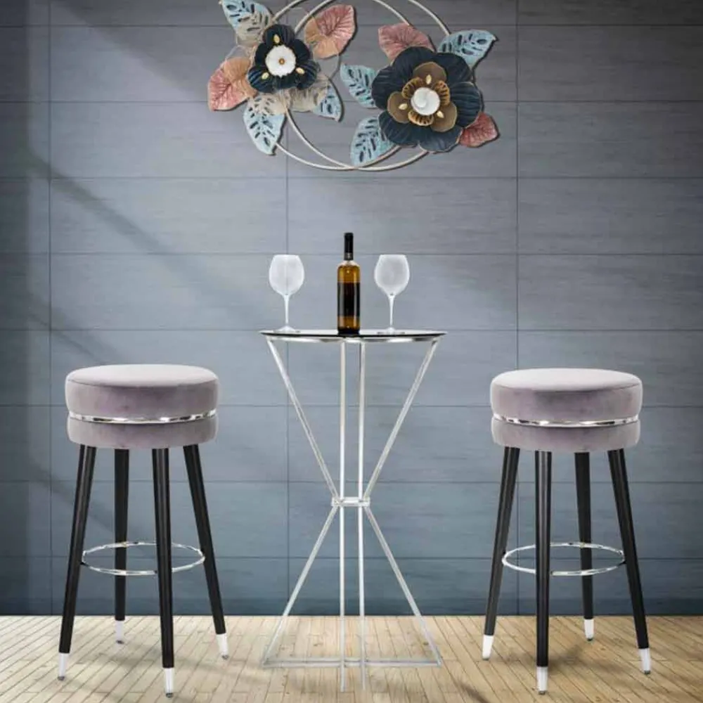 Viadurini Living Barhocker-Runder Barhocker im modernen Design aus Stoff und Holz - Rupert