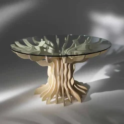 Viadurini Living Runde Tische-Runder Couch und Estisch aus Kristallglas Cassia