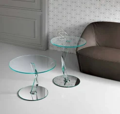 Viadurini Living Moderne Couchtische-Runder Couchtisch aus extra klarem Glas made in Italy - Akka