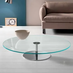 Viadurini Living Moderne Couchtische-Runder Couchtisch aus extra klarem Glas, Luxus Made in Italy - Giovannino