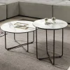Viadurini Living Moderne Couchtische-Runder Couchtisch aus Glas mit Marmoreffekt Made in Italy - Miguel