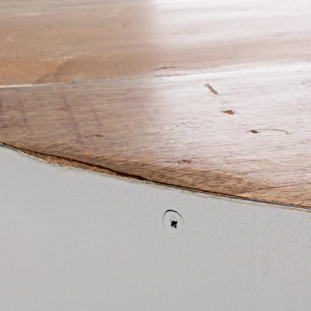 Viadurini Living Moderne Couchtische-Runder Couchtisch aus recyceltem Holz und Stahl weiß oder grau - Genoveffa