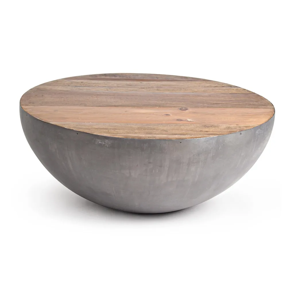 Viadurini Living Moderne Couchtische-Runder Couchtisch aus recyceltem Holz und Stahl weiß oder grau - Genoveffa