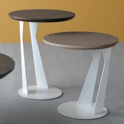 Viadurini Living Moderne Couchtische-Runder Couchtisch aus schrägem Metall und Keramik 3 Größen - Coriko