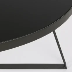 Viadurini Living Moderne Couchtische-Runder Couchtisch aus schwarzem Stahl und Glasplatte 2 Größen - Zanzino