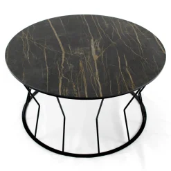 Viadurini Living Moderne Couchtische-Runder Couchtisch aus Stahl und Steingut, hergestellt in Italien – Alisea