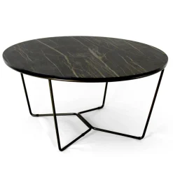 Viadurini Living Moderne Couchtische-Runder Couchtisch aus Steingut und Stahl, hergestellt in Italien – Paini