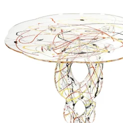 Viadurini Living Moderne Couchtische-Runder Couchtisch aus transparentem Plexiglas und farbige Platte - Phosphor