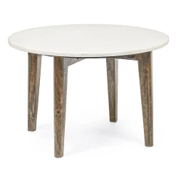 Viadurini Living Couchtische Aus Stein-Runder Couchtisch für Wohnzimmer aus Marmor und Mangoholz - Desiderio