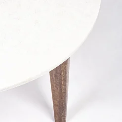 Viadurini Living Couchtische Aus Stein-Runder Couchtisch für Wohnzimmer aus Marmor und Mangoholz - Desiderio