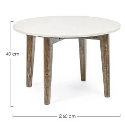 Viadurini Living Couchtische Aus Stein-Runder Couchtisch für Wohnzimmer aus Marmor und Mangoholz - Desiderio