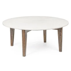Viadurini Living Couchtische Aus Stein-Runder Couchtisch für Wohnzimmer aus Marmor und Mangoholz - Desiderio