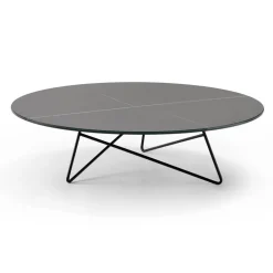 Viadurini Living Moderne Couchtische-Runder Couchtisch für Wohnzimmer aus Metall und Glas mit luxuriösem Marmoreffekt - Magali